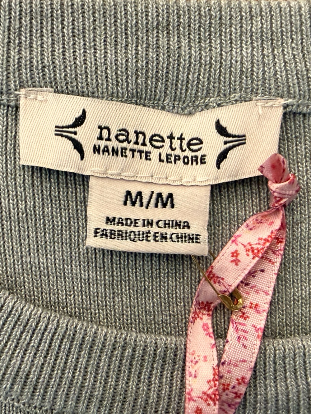 Nanette Lepore Mixed Media Twofer Sweater Puff Sleeve Peplum Top Gray Striped M - Picture 10 of 15